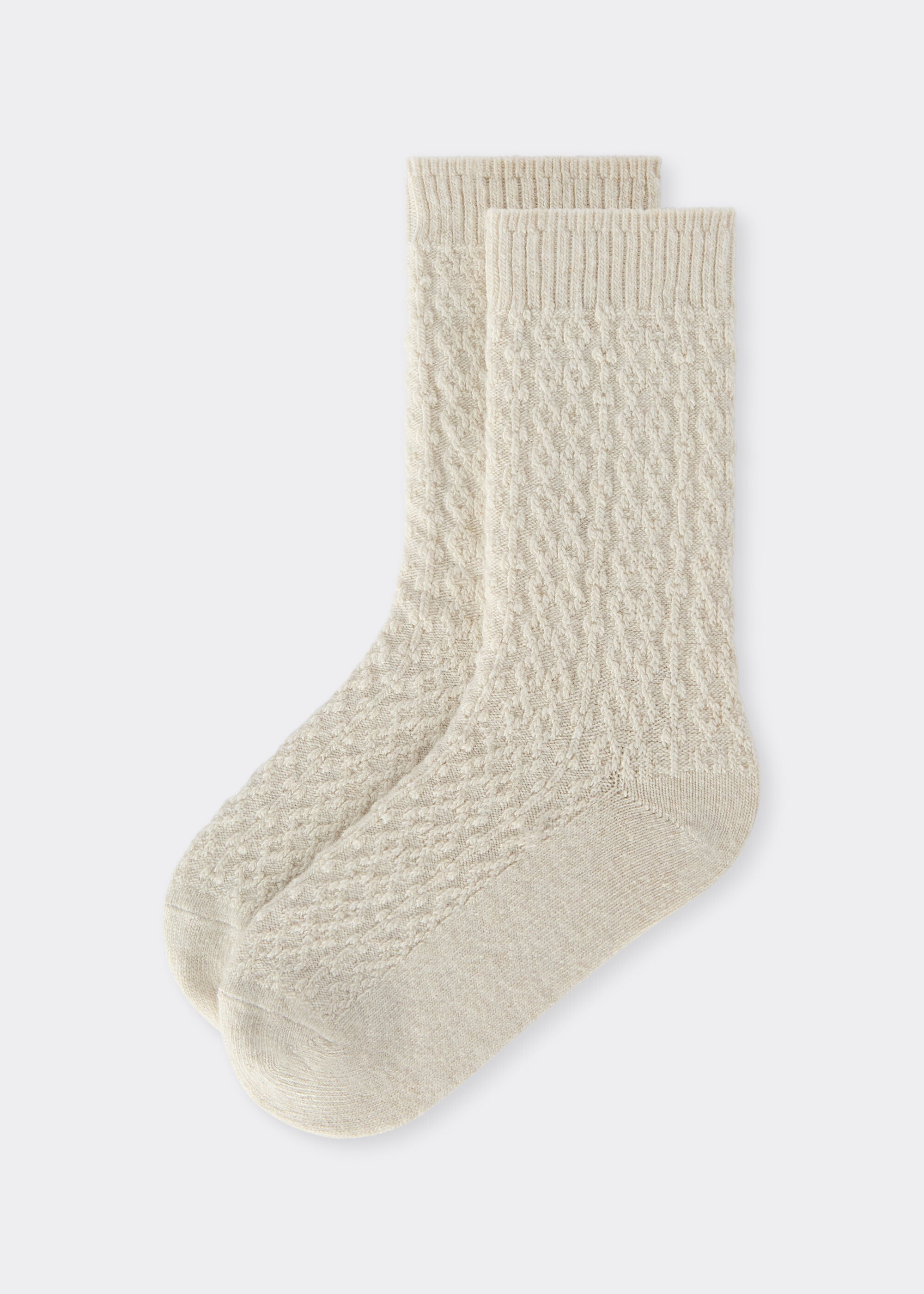 Cable-Patterned Socks with Cashmere