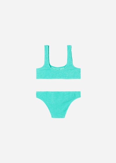 Girls' Two Piece Swimsuit Crinkle Waves