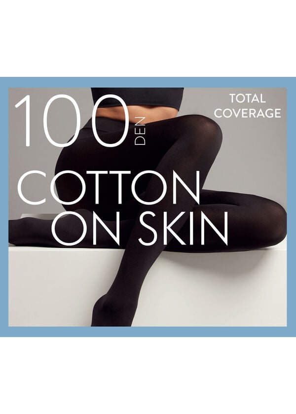 100-denové nepriehľadné pančuchové nohavice z bavlny a mikrovlákna