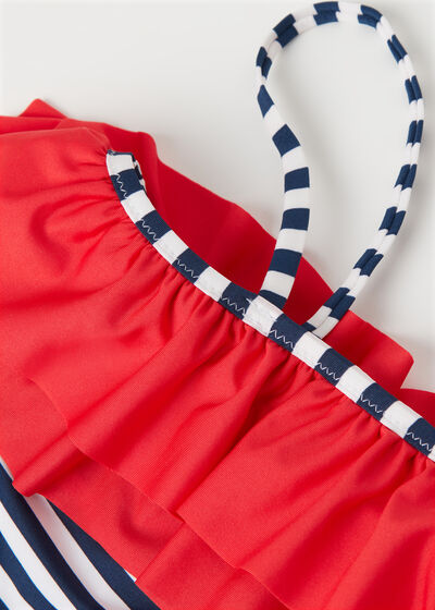 Girls' One Piece Swimsuit Sailor Stripes