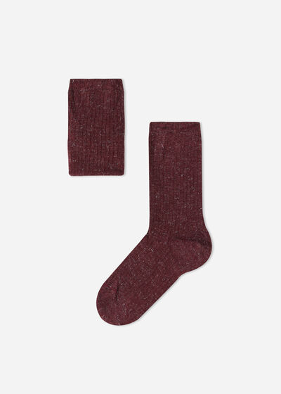 Dievčenské krátke kašmírové ponožky s trblietavým vláknom