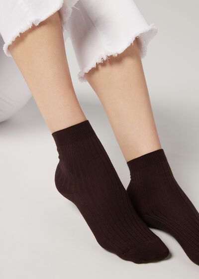 Short Ribbed Socks with Cotton and Cashmere