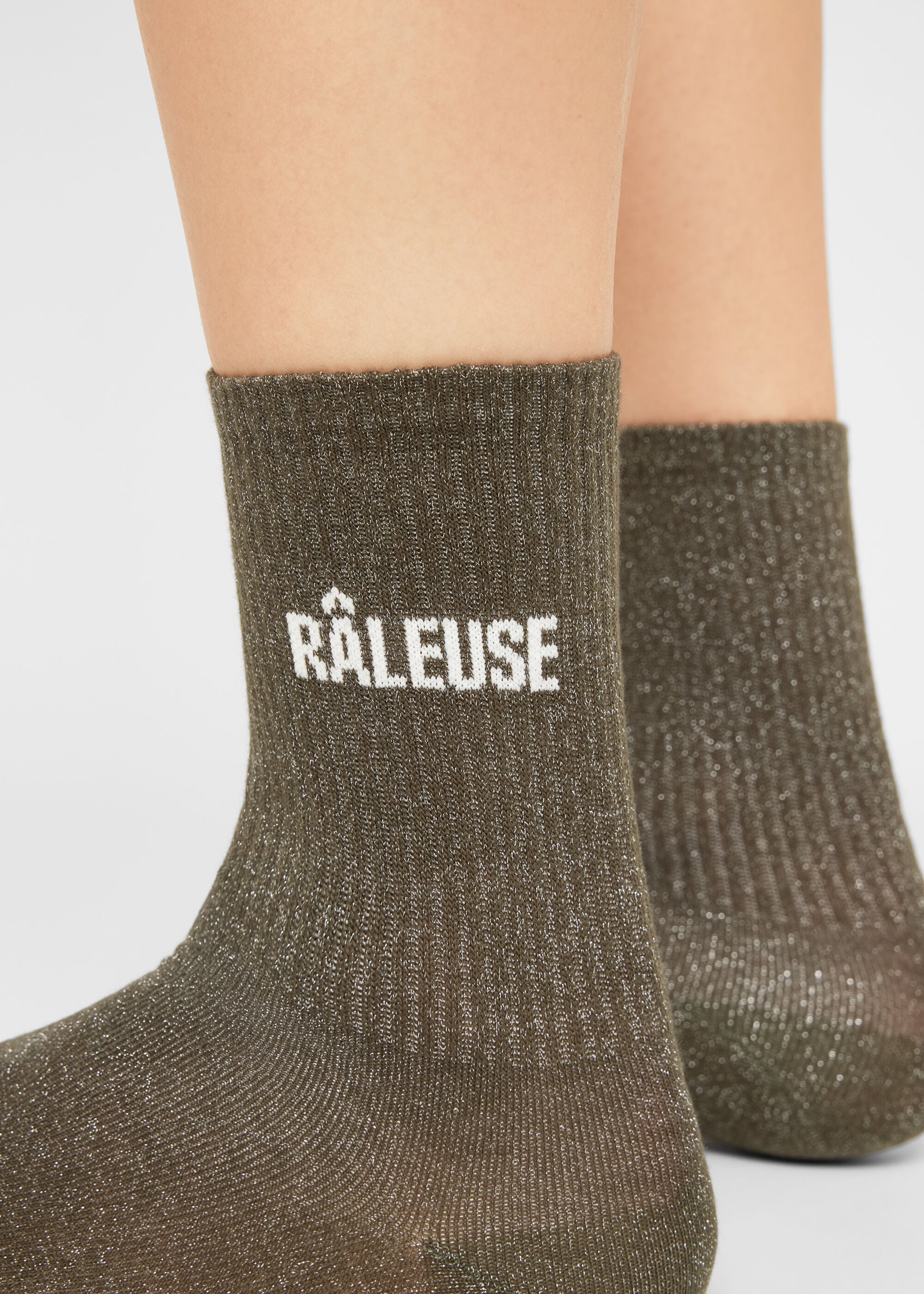 Chaussettes à paillettes avec inscription