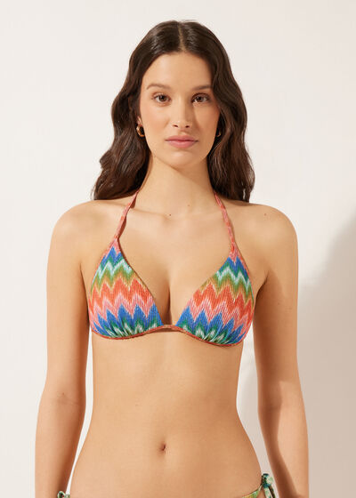 Padded Push-Up Bikini Top Elegant Chevron