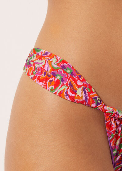 Slide String Brazilian Swimsuit Bottoms Vibrant Paisley