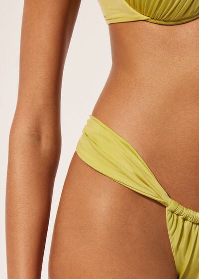Narrow Tie Brazilian Bikini Bottoms Shiny Satin