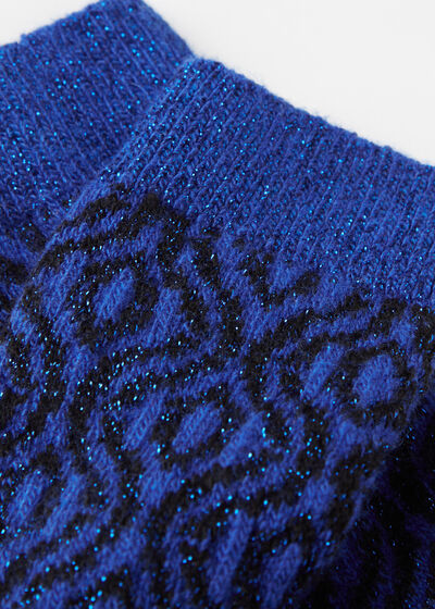 Wave-Patterned Short Socks with Cashmere