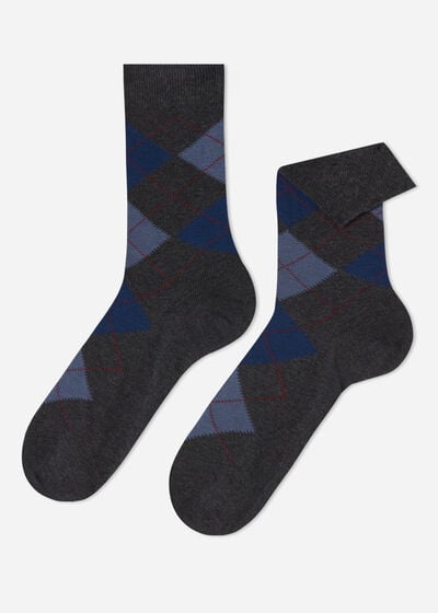 Krátké pánské ponožky s károvaným vzorem