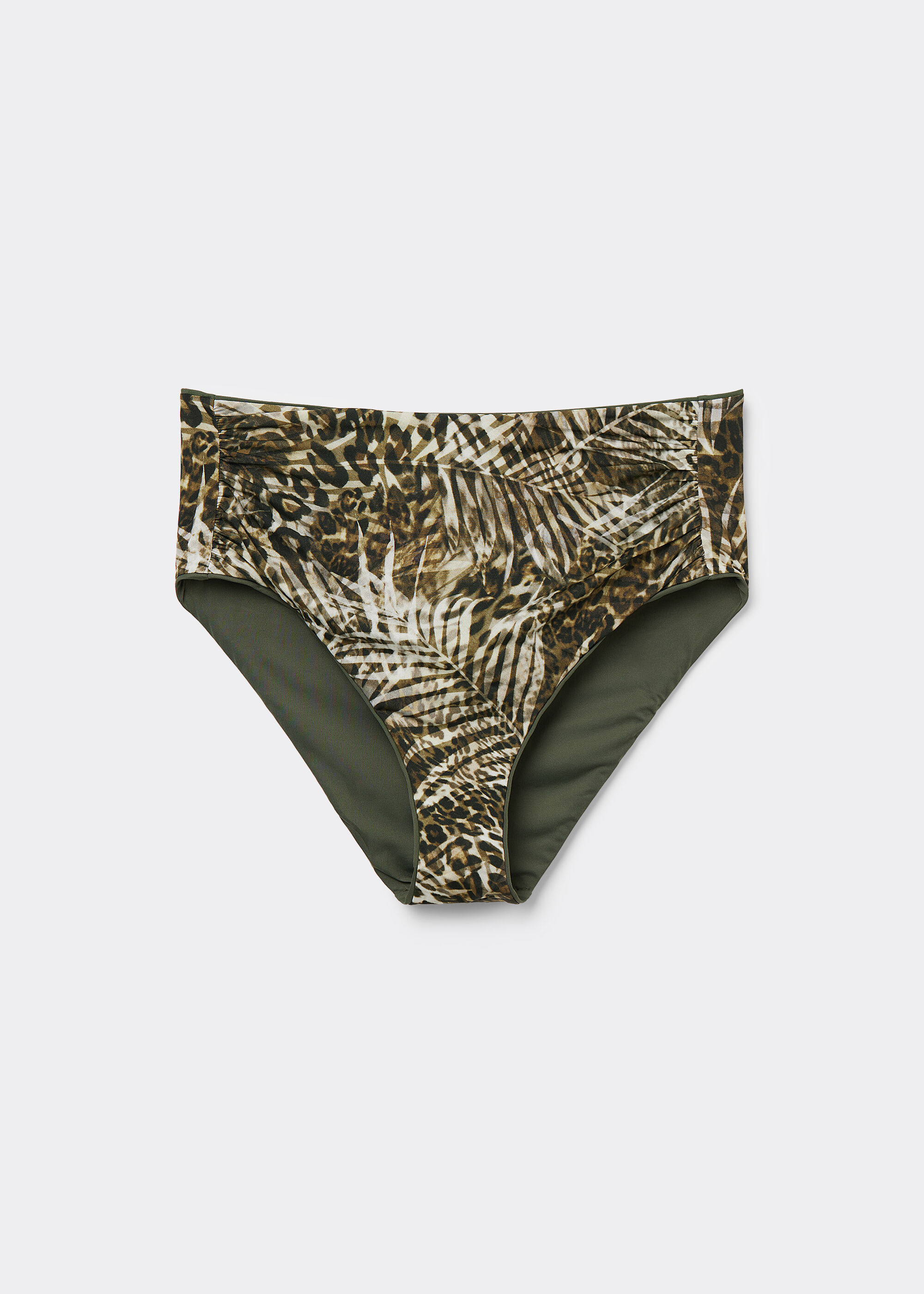 Hohe Shaping-Bikinihose Tropical Animalier