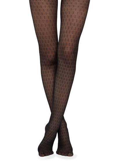 Micronet tights with hatch pattern