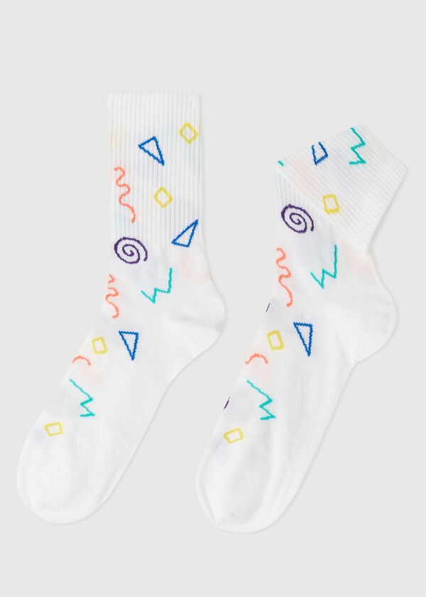 Men’s All-Over 90’s Print Crew Sport Socks