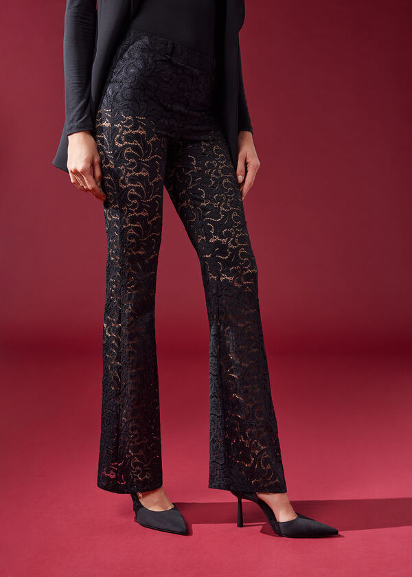 Lace Flared Leggings with Culottes