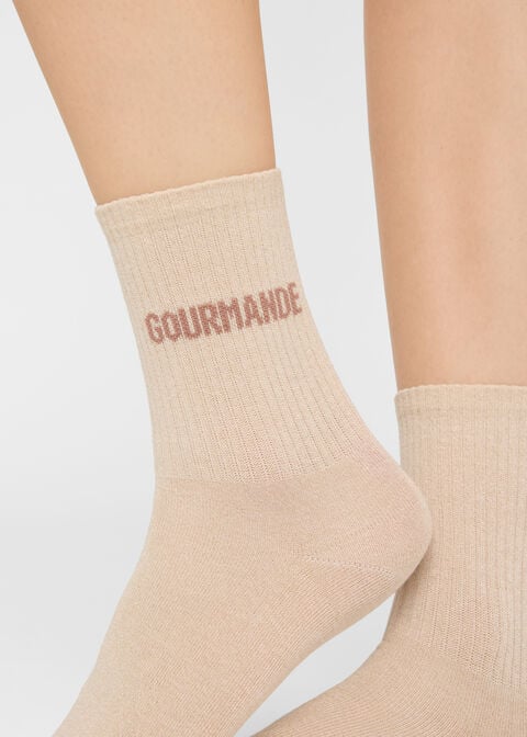 Chaussettes à paillettes avec inscription