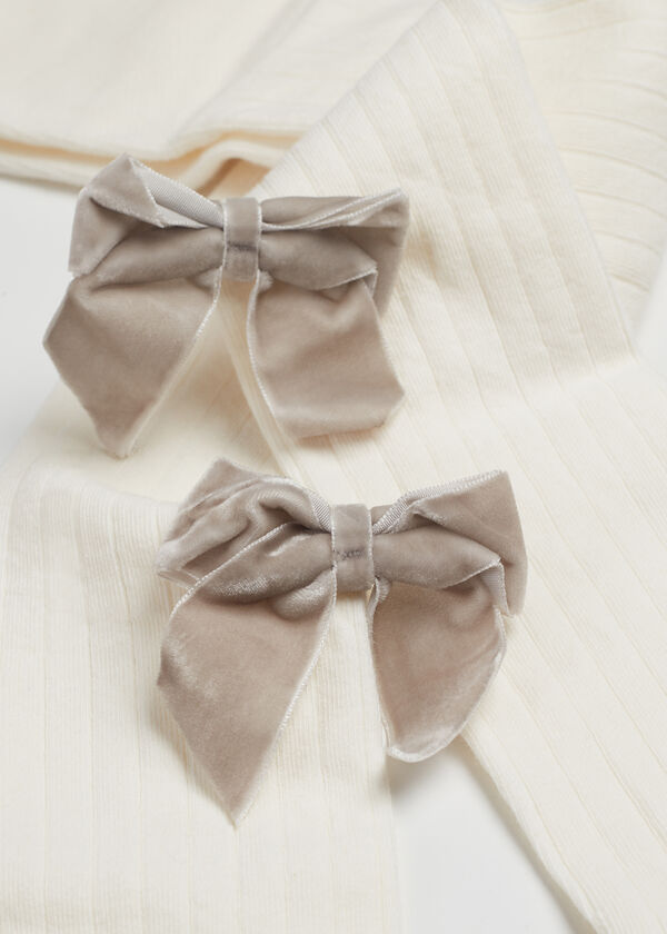 Baumwoll-Strumpfhose mit Samtschleife für Mädchen