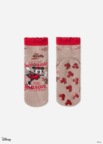 Antypoślizgowe świąteczne skarpety dziewczęce Myszka Minnie Disney