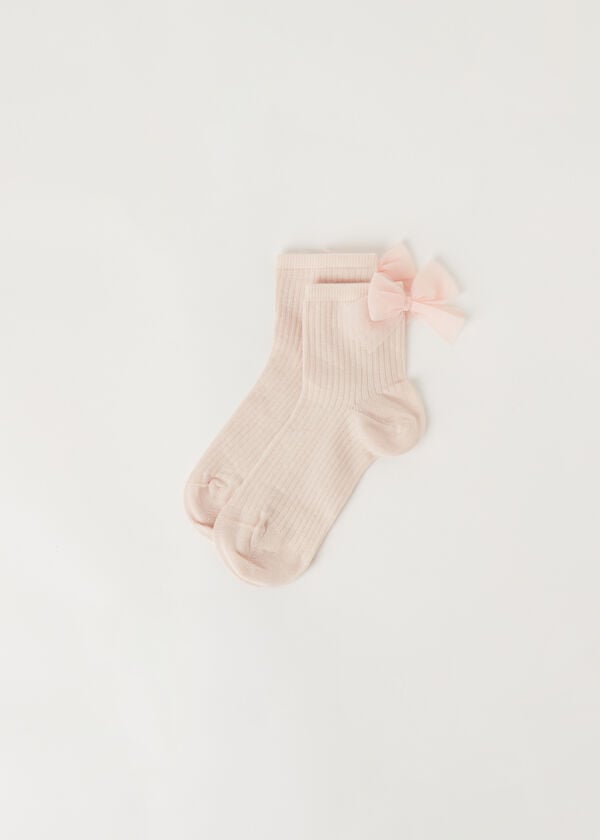 Fiyonklu Kısa Kız Çocuk Çorabı