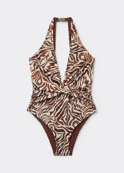 Badeanzug Brown Zebra