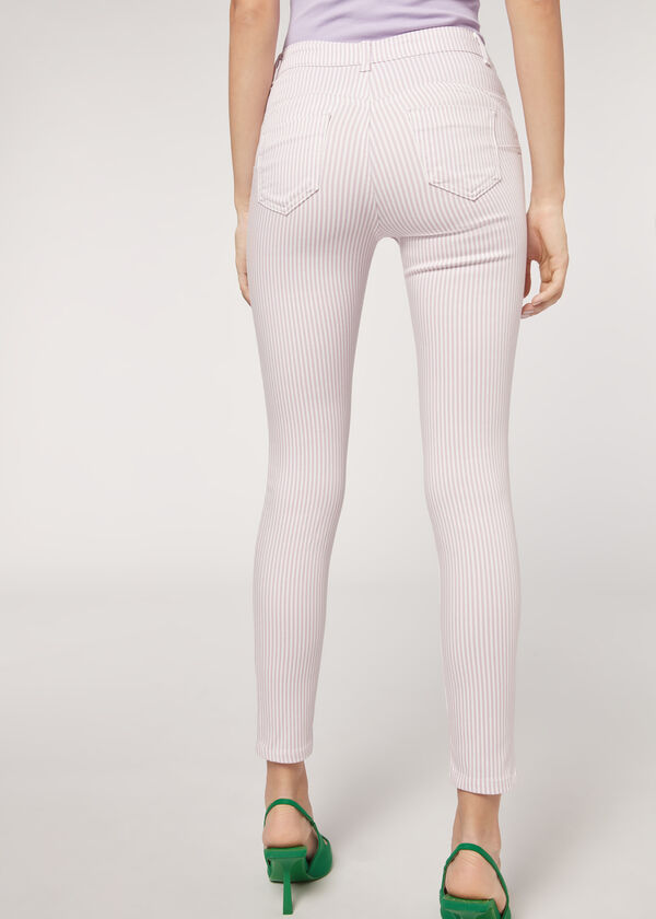 Soft Touch Push-Up Jeans with Striped Print