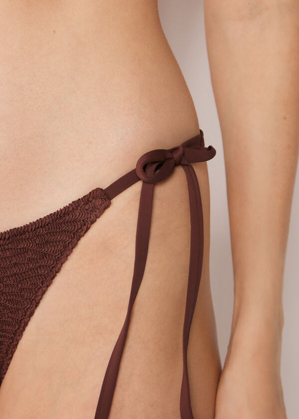 Tie Bikini Bottoms Crinkle Waves