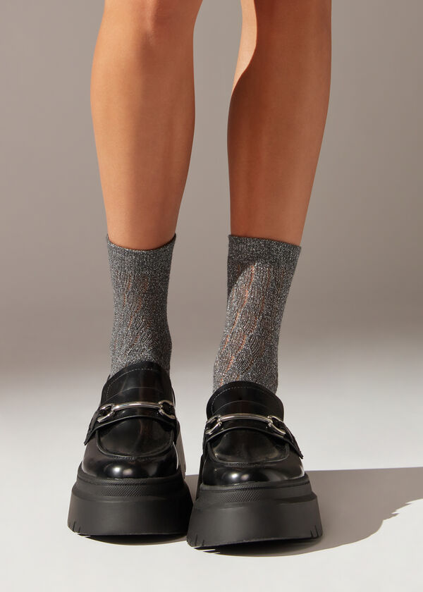 Calze Corte Lavorazione a Traforo con Glitter