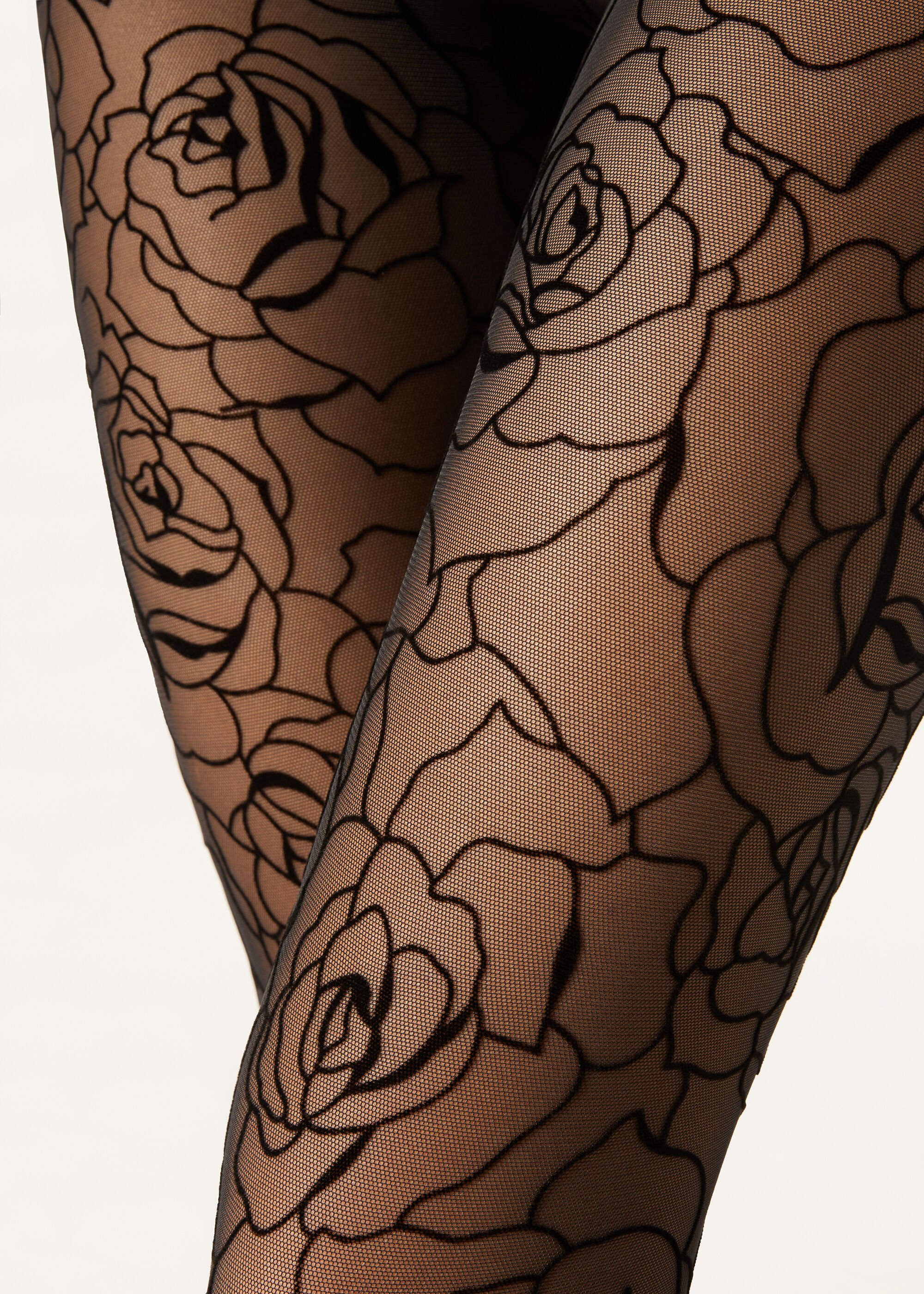Flocked Rose Tights