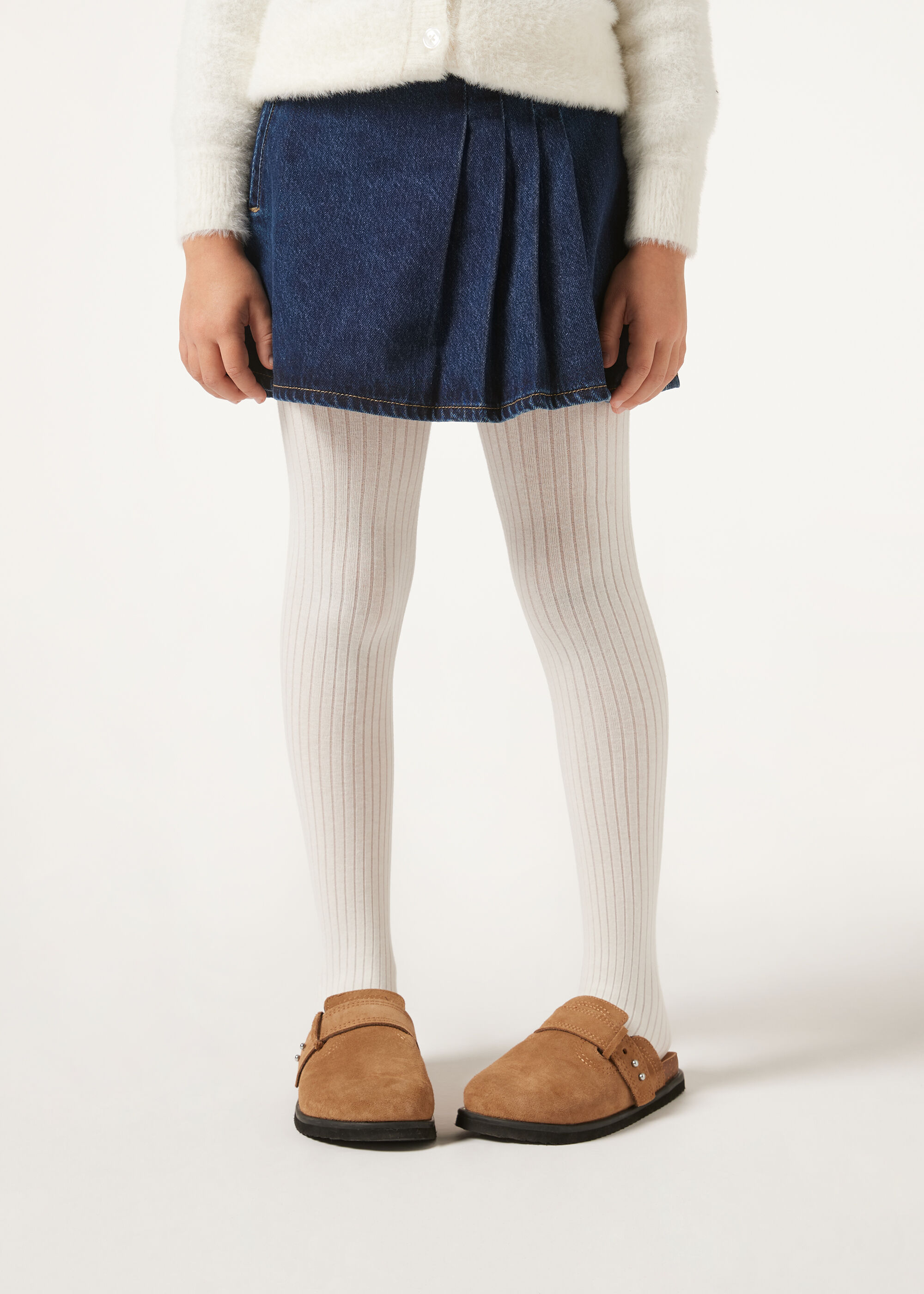 Collant en Coton Côtelé pour Fille
