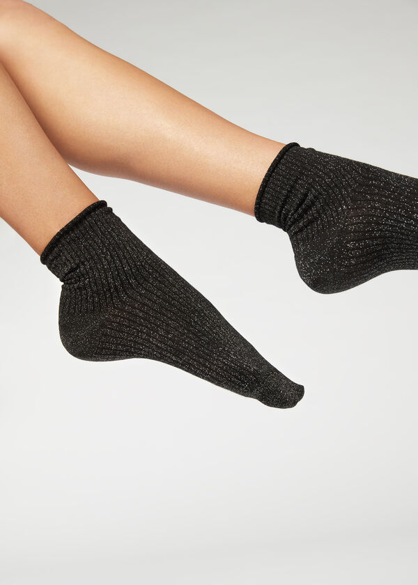 Krátke ponožky s trblietavým vláknom