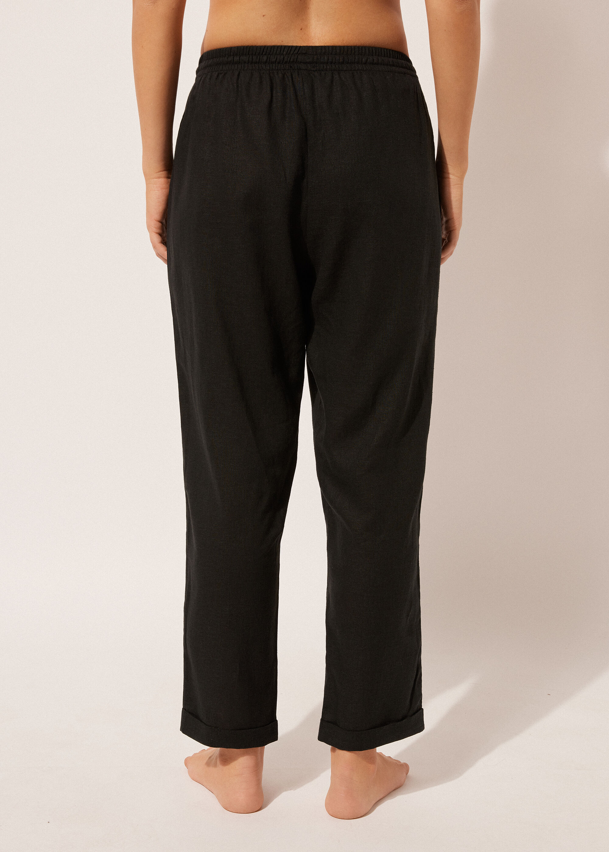 Pantalon en lin et viscose