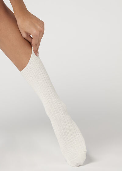 Short Ribbed Socks with Wool and Cashmere