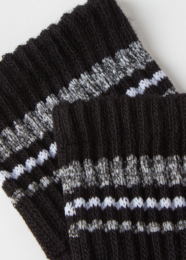 Stripe-Patterned Soft Short Socks