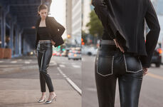 Coated Thermal Leggings with Studs