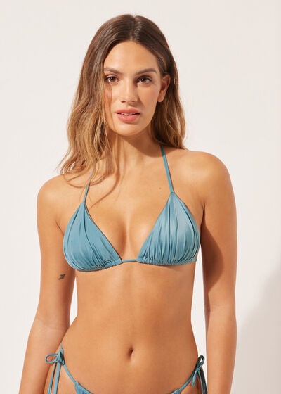 Triangelformad bikiniöverdel med uttagbar vaddering Shiny Satin