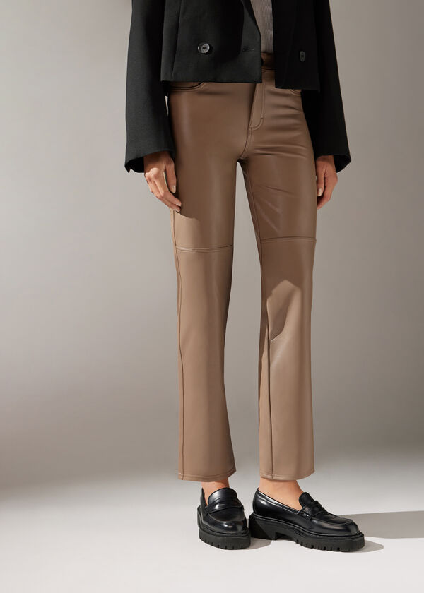 Wide Leg Coated-Effect Thermal Leggings - Calzedonia