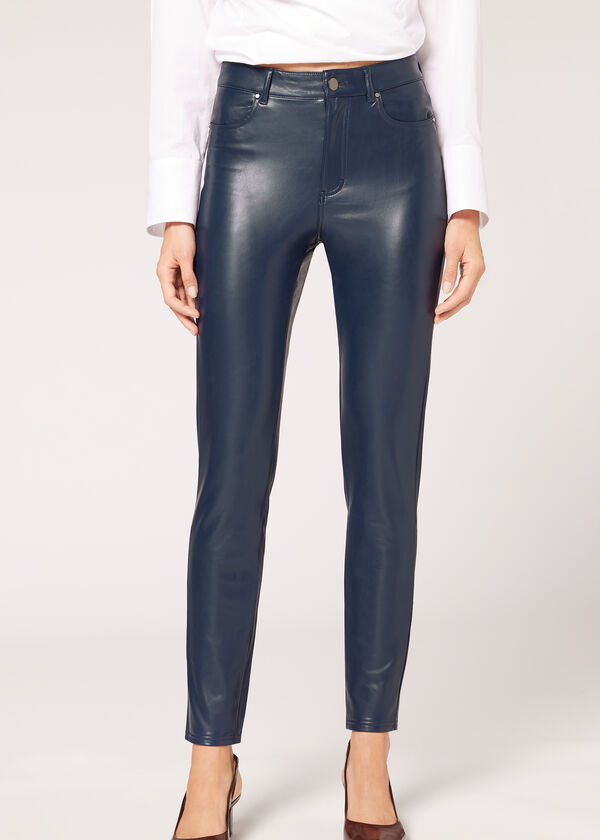 Thermal Leather-Look Leggings