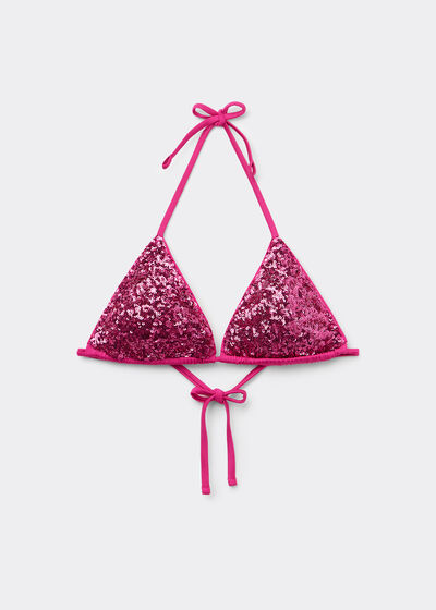 Triangle Bikini Top with Removable Padding Glowing Surface