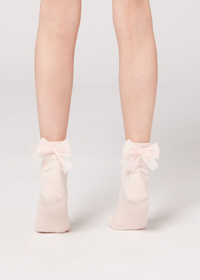 Krátké dívčí ponožky s mašlí