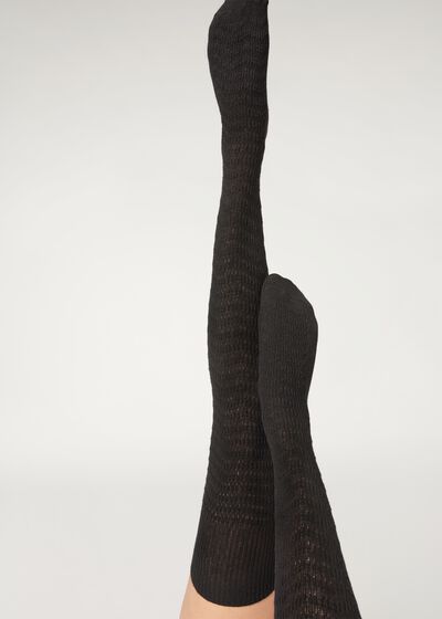 Decorative Over-the-Knee Stockings with Cashmere