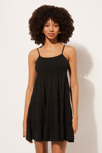 Short Ruffle Dress Woman Black Size L - Calzedonia - Modalova