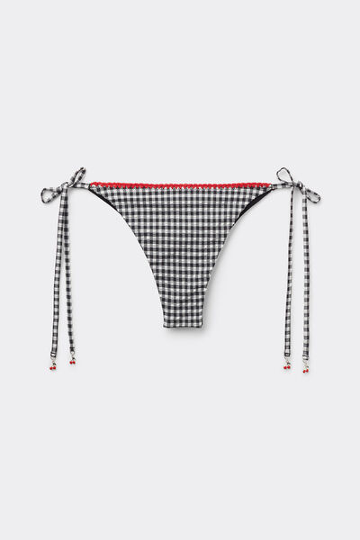 Calzedonia Brasileña Lazos Bikini Cherry Vichy Mujer Tamaño L