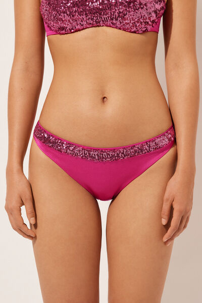 Sequined Swimsuit Bottoms Glowing Surface Woman Pink Size XL - Calzedonia - Modalova