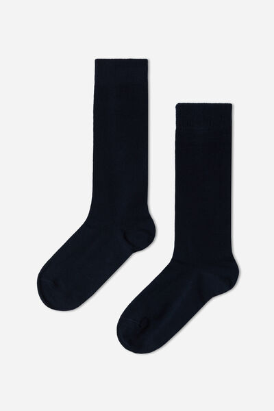 Calzedonia Calcetín de algodón largo para niños Unisex Azul Tamaño 10