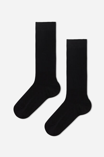 Calzedonia Calcetín de algodón largo para niños Unisex Negro Tamaño 10