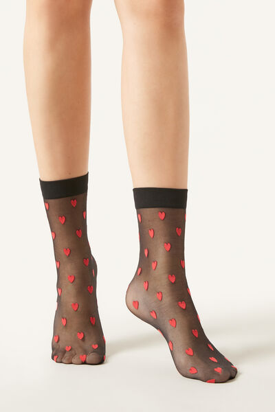 All Over Hearts Motif Socks Woman Black Size TU - Calzedonia - Modalova