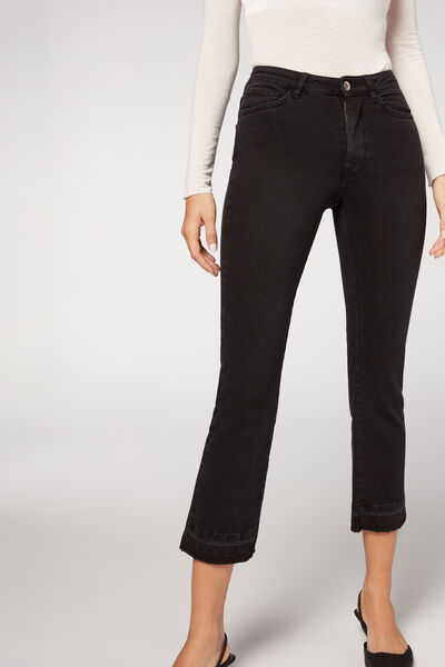 calzedonia jeans cropped flare grigio taglia m donna