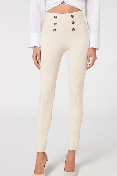 Calzedonia Pantalón Sailor Efecto Shapping Con Detalle Botones Mujer Tamaño XL