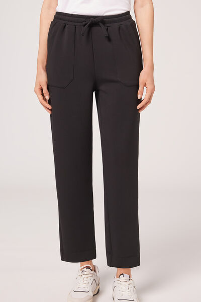 Calzedonia Pantalon en modal avec poches et cordon de serrage Femme Noir Taille M