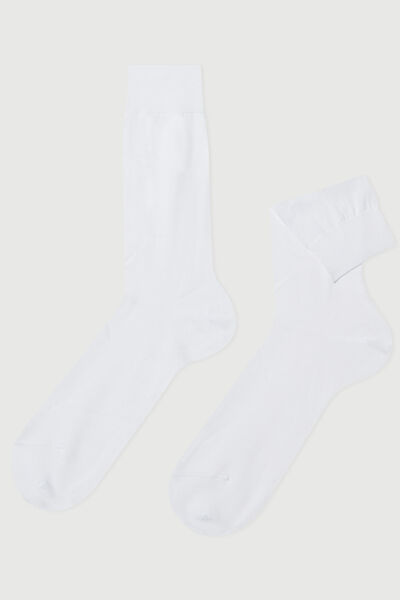 Calzedonia Chaussettes courtes avec fil dâ€™Ã‰cosse pour homme Homme Blanc Taille 42-43