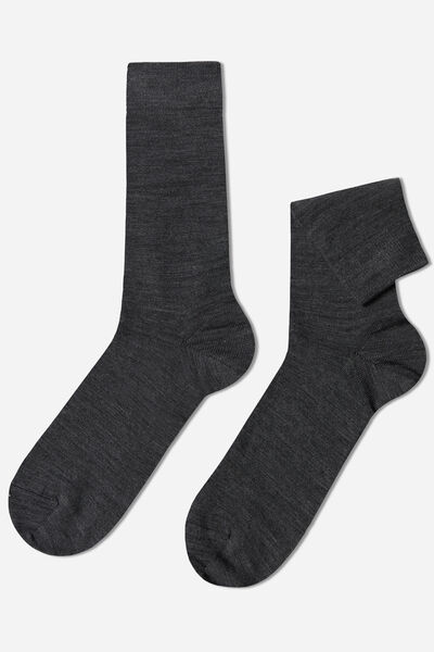 Calzedonia Calcetín corto con lana y algodón de hombre Hombre Gris Tamaño 44-45