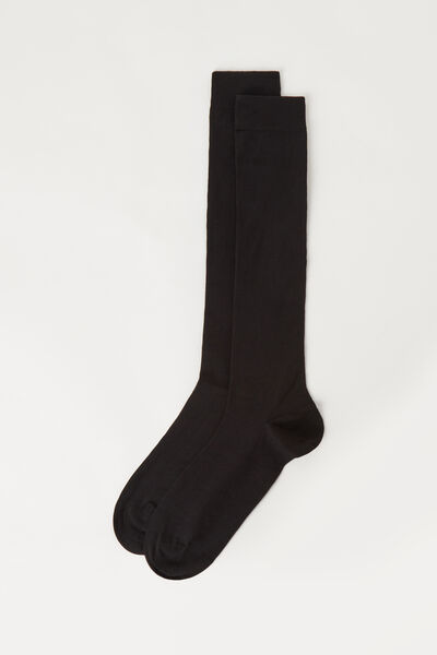 Calzedonia Chaussettes longues en coton extensible pour homme Homme Noir Taille 44-45