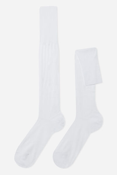 Calzedonia Chaussettes longues en fil dâ€™Ã‰cosse pour homme Homme Blanc Taille 44-45